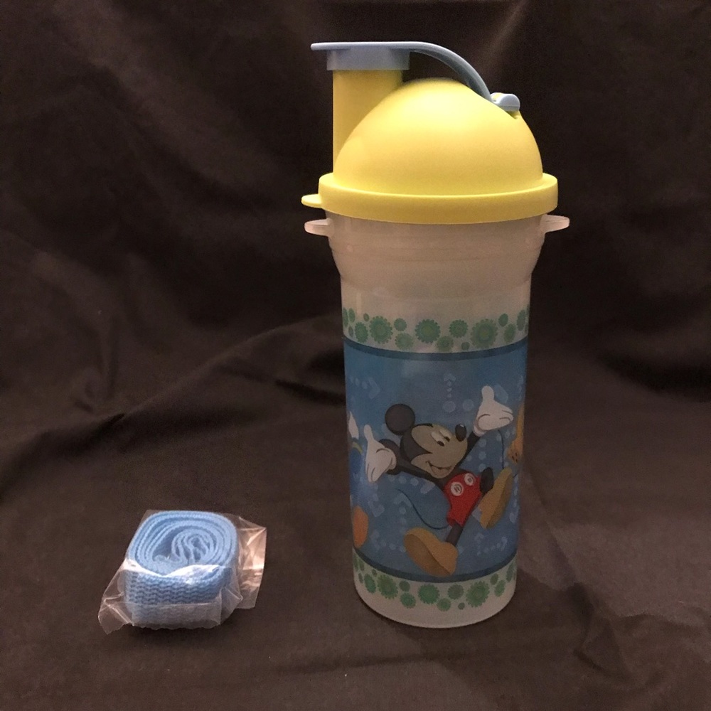 Tupperware water bottle tumbler Mickey w/ Strap